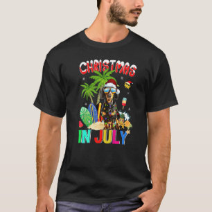 Dachshund In Santa Hat Sunglasses Christmas In Jul T-Shirt
