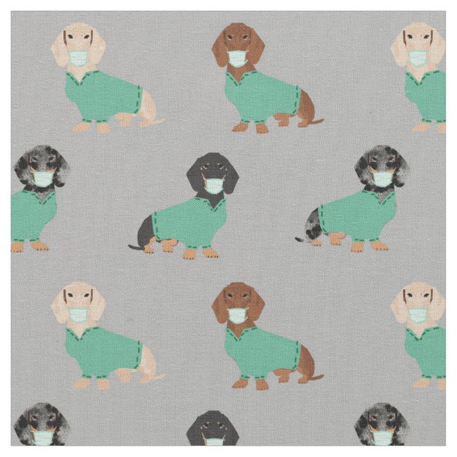 Dachshund in Scrubs grey Fabric (Close Up)
