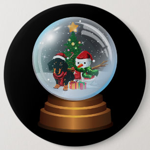 Dachshund in Snowball Weinerful Christmas Doxie Lo 6 Cm Round Badge