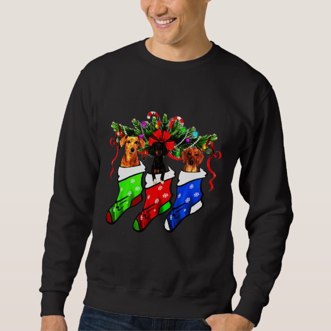 Dachshund In Sock Christmas Dog Sweatshirt (Front)