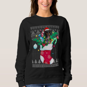 Dachshund In Sock Funny Christmas Ugly Pajama Xmas Sweatshirt