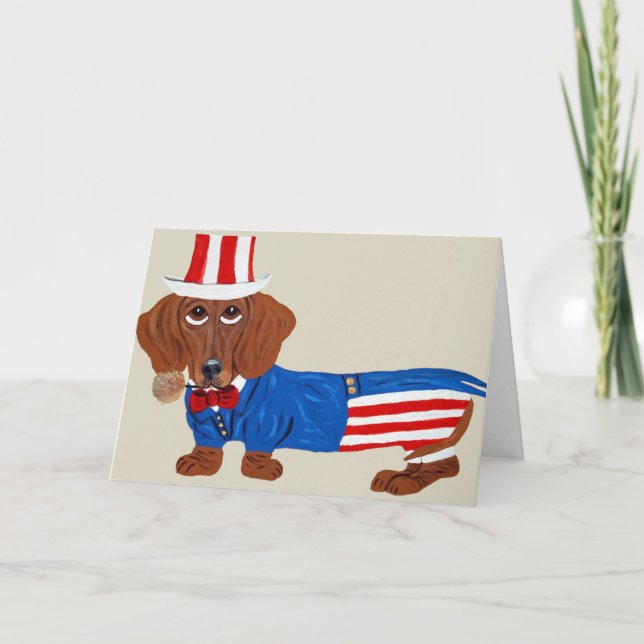 Dachshund In Uncle Sam Suit Card (Front)