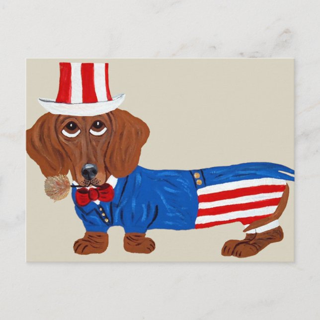Dachshund In Uncle Sam Suit Postcard (Front)