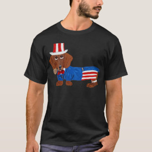 Dachshund In Uncle Sam Suit T-Shirt