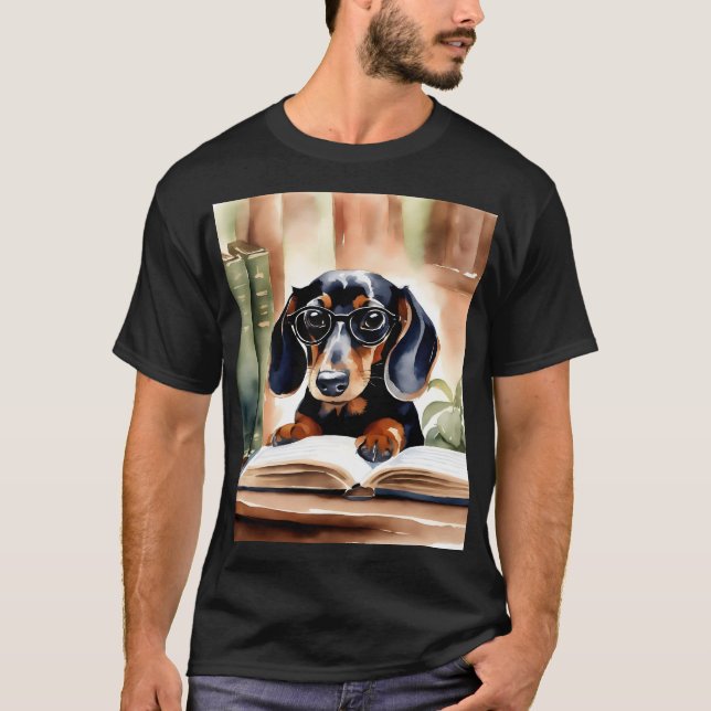Dachshund in Watercolor Art T-Shirt (Front)
