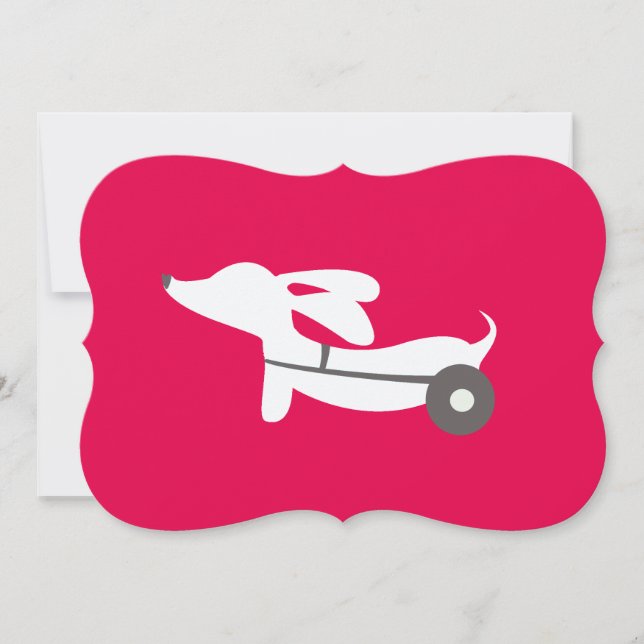 Dachshund in Wheels Wheel Chair Valentine's Day Holiday Card (Front)