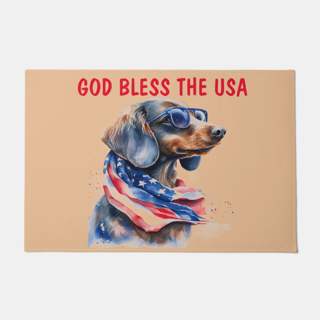 DACHSHUND INDEPENDENCE DAY DOORMAT (Front)
