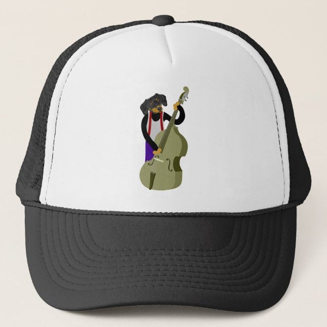 Dachshund Jazz Bass Player Trucker Hat (Front)