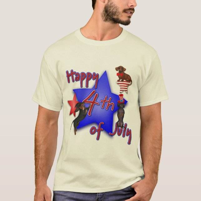 Dachshund July 4th Tee Shirt (Front)