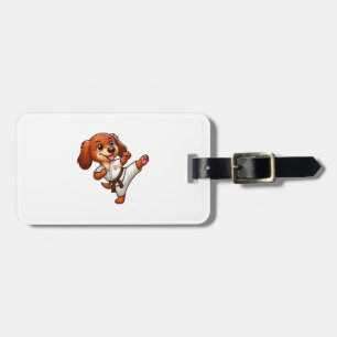 Dachshund karate martial arts high kick luggage tag