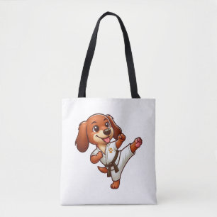 Dachshund karate martial arts high kick tote bag