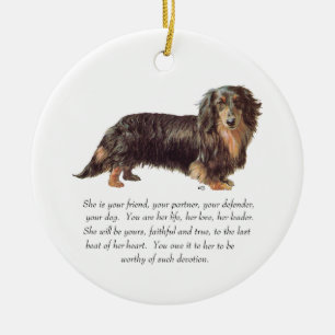 Dachshund Keepsake - Female Ceramic Tree Decoration