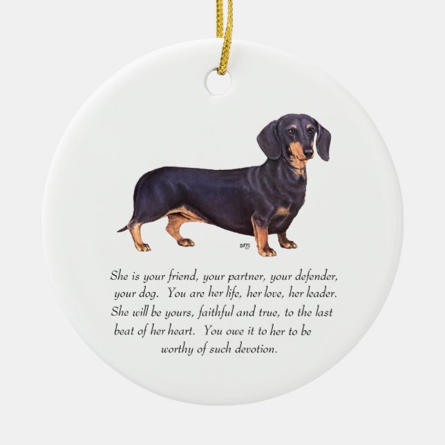 Dachshund Keepsake - Female Ceramic Tree Decoration (Front)