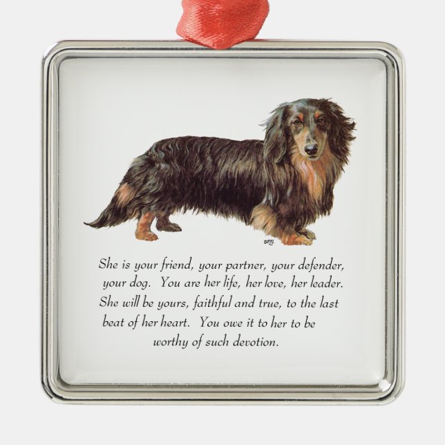 Dachshund Keepsake - Female Metal Tree Decoration (Front)