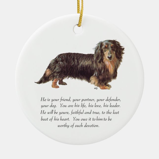 Dachshund Keepsake - Male Ceramic Tree Decoration (Front)
