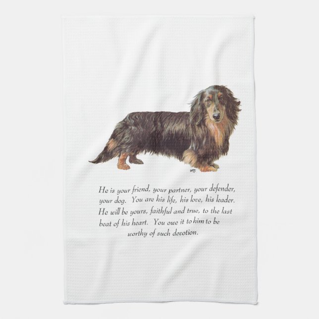 Dachshund Keepsake - Male Tea Towel (Vertical)