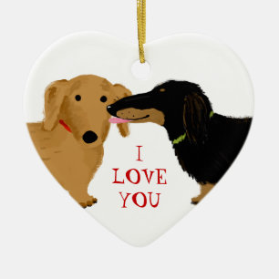 Dachshund Kiss Ceramic Tree Decoration