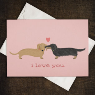 Dachshund Kiss Wiener Dogs Love Valentine Card