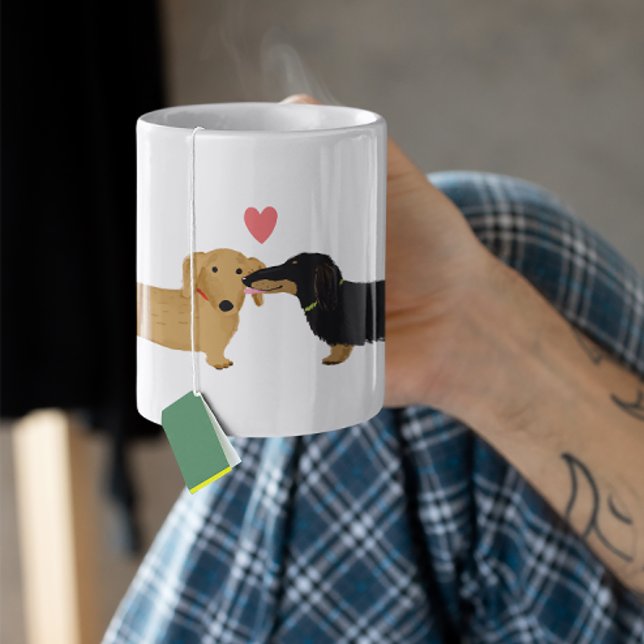 Dachshund Kiss with Heart Cute Wiener Dogs Love Large Coffee Mug (Creator Uploaded)