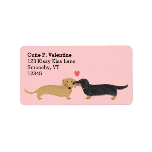 Dachshund Kiss with Heart Label