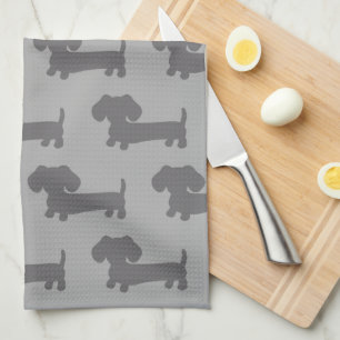 Dachshund Kitchen Dish Kitchen Towel Doxie Grey