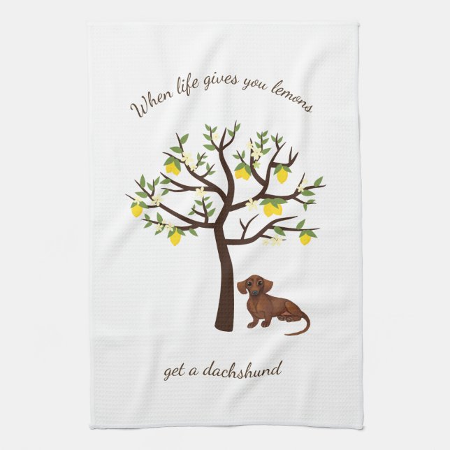 Dachshund Kitchen Towel When Life Gives You Lemons (Vertical)