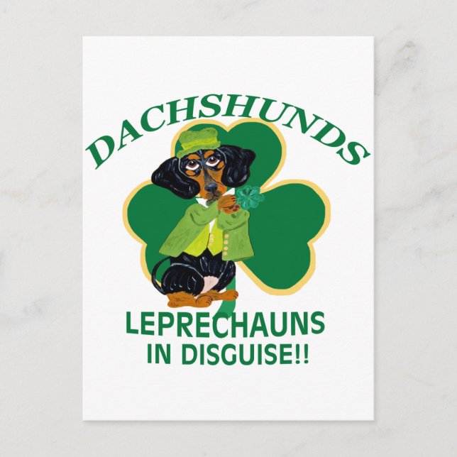 DACHSHUND LEPRECHAUN POSTCARD (Front)