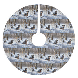 Dachshund Let It Snow Christmas Brushed Polyester Tree Skirt