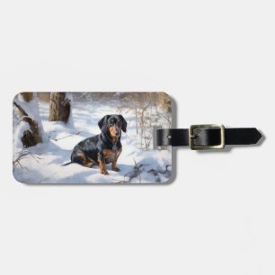 Dachshund Let It Snow Christmas Luggage Tag