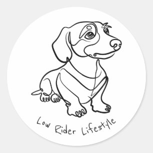 Dachshund Line Art - Low Rider Lifestyle Classic Round Sticker