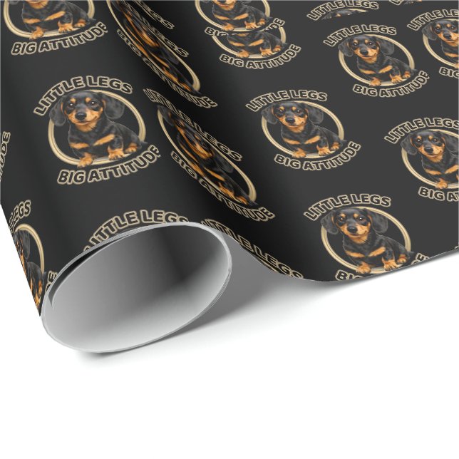 Dachshund little legs big attitude wrapping paper (Roll Corner)