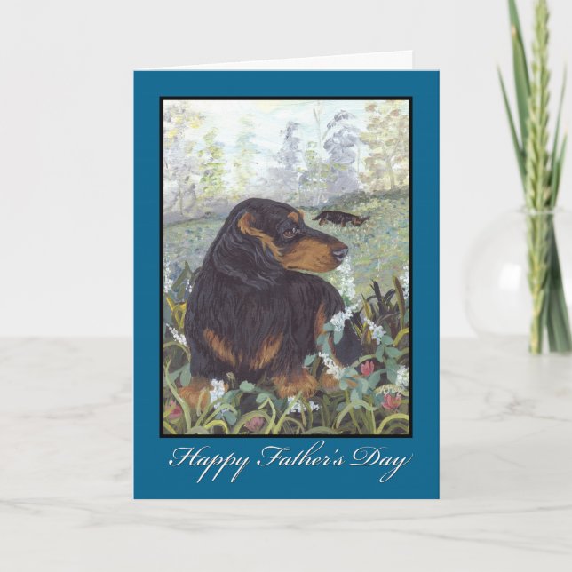 Dachshund Long Hair Father's Day Card (Front)