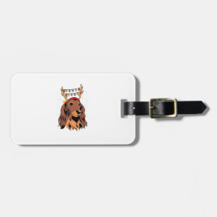 Dachshund Long Hair Reindeer Christmas Tree Lights Luggage Tag