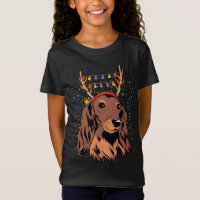 Dachshund Long Hair Reindeer Christmas Tree Lights