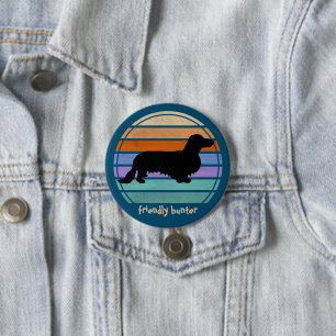 Dachshund Long Hair - Silhouette 1 7.5 Cm Round Badge