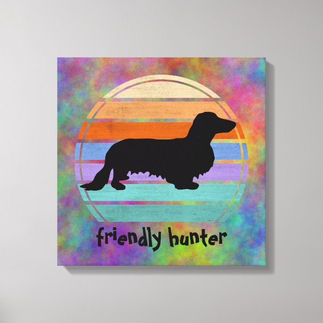 Dachshund Long Hair - Silhouette 1 Canvas Print (Front)
