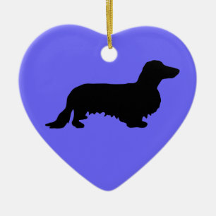 Dachshund Long Hair - Silhouette 1 Ceramic Tree Decoration