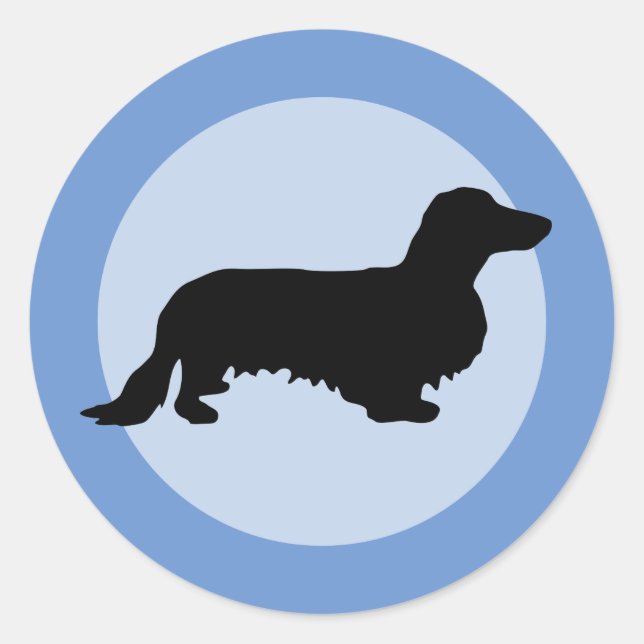 Dachshund Long Hair - Silhouette 1 Classic Round Sticker (Front)