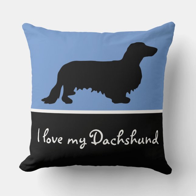 Dachshund Long Hair - Silhouette 1 Cushion (Front)