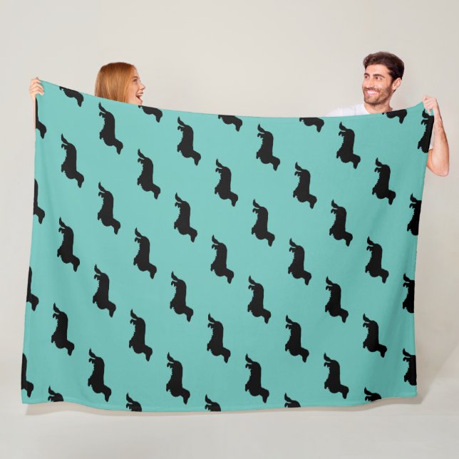 Dachshund Long Hair - Silhouette 1 Fleece Blanket (In Situ)