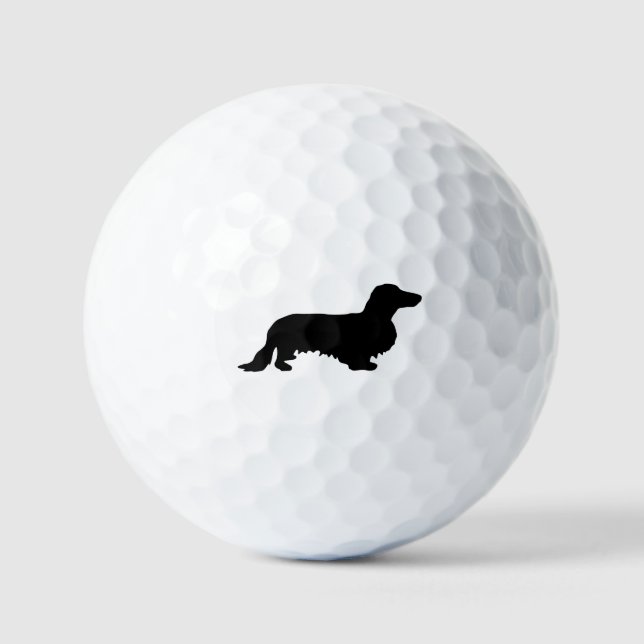 Dachshund Long Hair - Silhouette 1 Golf Balls (Front)
