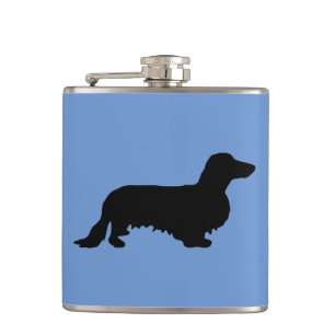Dachshund Long Hair - Silhouette 1 Hip Flask