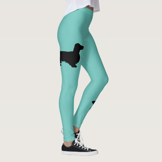 Dachshund Long Hair - Silhouette 1 Leggings (Right)