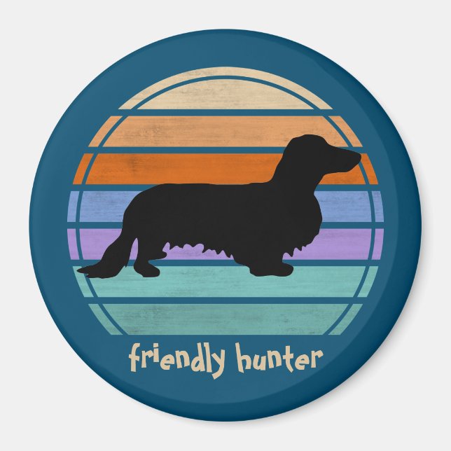 Dachshund Long Hair - Silhouette 1 Magnet (Front)