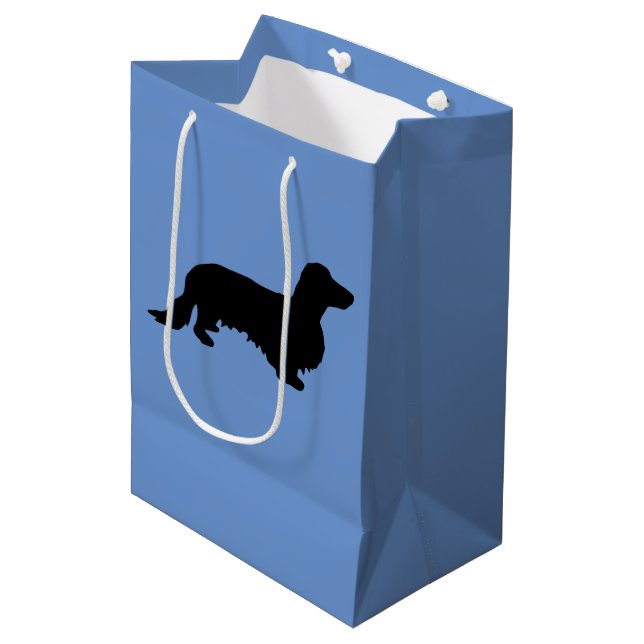 Dachshund Long Hair - Silhouette 1 Medium Gift Bag (Front Angled)