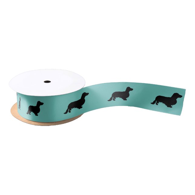 Dachshund Long Hair - Silhouette 1 Satin Ribbon (Spool)