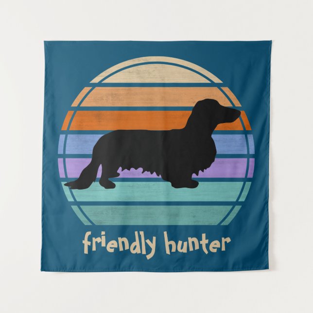 Dachshund Long Hair - Silhouette 1 Tapestry (Front)