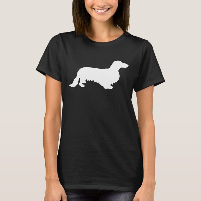 Dachshund Long Hair - Silhouette 2 T-Shirt (Front)