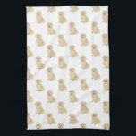 Dachshund (Long Haired, Cream Fawn Tan) Tea Towel<br><div class="desc">I love this sweet pattern of a long haired fawn tan cream dachshund dog watercolor illustration because it's classic enough to serve as a neutral, yet pops as a stand alone piece! It's the perfect addition to any family room, nursery, office, or even the man cave! For the sweetest gifts,...</div>