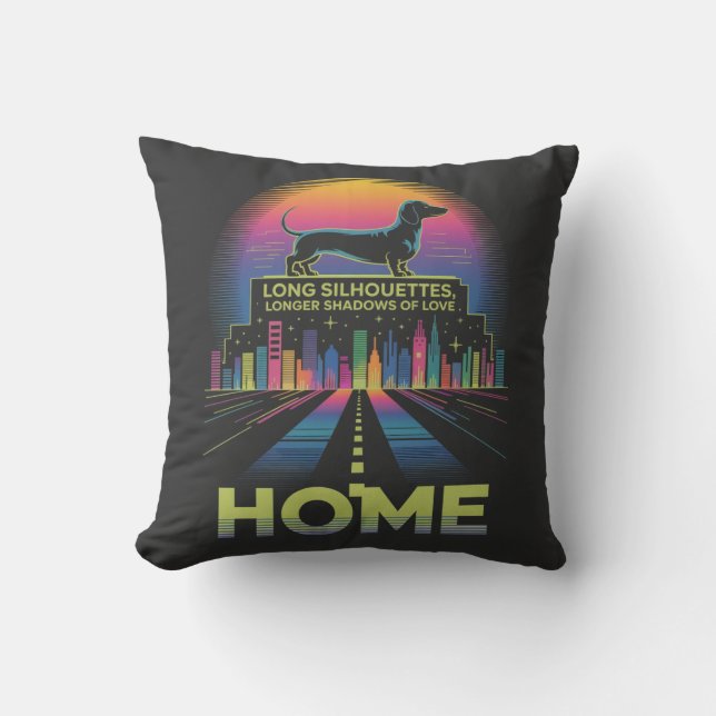 Dachshund Long Silhouettes, Longer Shadows Of Love Cushion (Front)